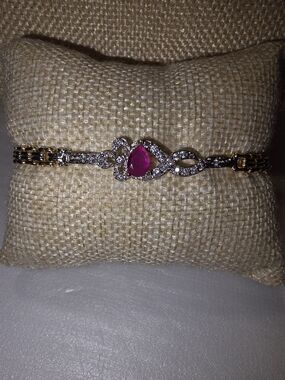Elegant Women's 10k Gold & Real Ruby Bracelet